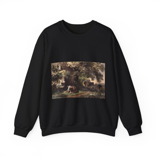 SHISKIN, Ivan Ivanovich - A herd of cows on vacation. 1862-1864 (Artwork) Crewneck Sweatshirt
