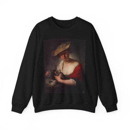 PESNE, Antoine - Girl with Pigeons (Artwork) Crewneck Sweatshirt