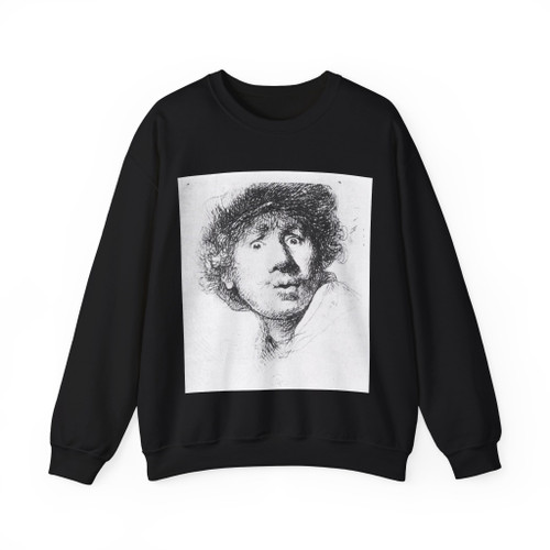 REMBRANDT Harmenszoon van RIJN - Self-Portrait, Staring (Artwork) Crewneck Sweatshirt