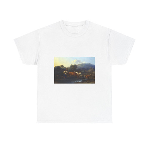 BERCHEM, Nicolaes - Peasants with Cattle fording a Stream (Artwork) T-Shirt