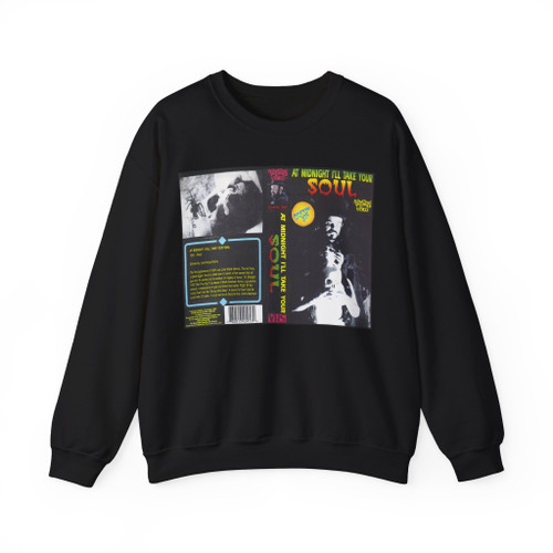 AT MIDNIGHT ILL TAKE YOUR SOUL COFFIN JOE SOMETHING WEIRD VIDEO (VHS COVER) Crewneck Sweatshirt