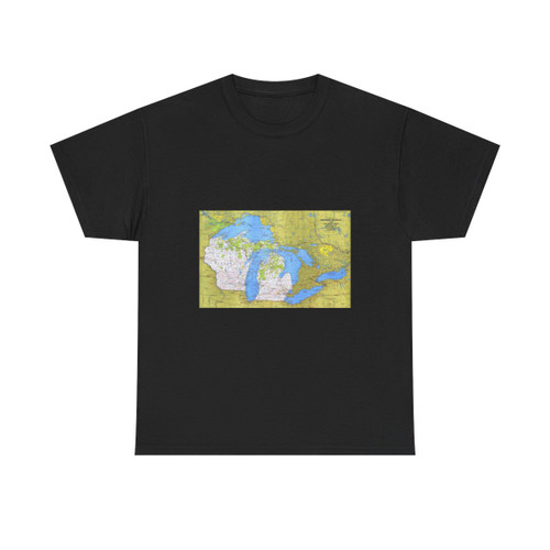 USA - Wisconsin, Michigan ,Great Lakes 1 (1973) (Map) T-Shirt