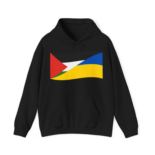 Flag of Palestine and Ukraine with waves (Palestine) Hoodie