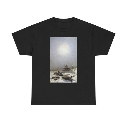 Alexei Petrovich Bogoliubov (1824-1896) Winter in Borisoglebsk - Oil on Canvas - T-Shirt