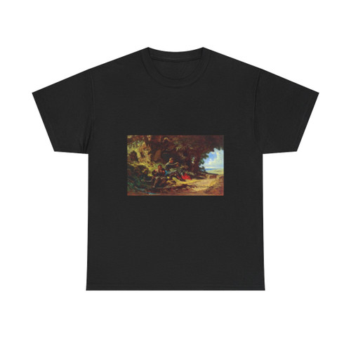 Carl Spitzweg (1808-1885) Don Qiuchotte und Sancho Pansa - oil on canvas c1880 - T-Shirt