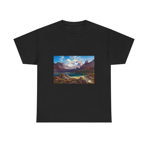 Albert August Zimmermann (1808-1888) Lake Gosau with a view of the Dachstein massif - Oil on Canvas - T-Shirt