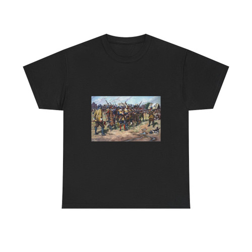 Don Troiani (1949-) First Muster, Spring 1637, Massachusetts Bay Colony The birth of the United States -0 - T-Shirt