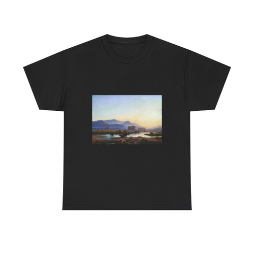 Edmund Hottenroth (1804-1889) View of the temples of Paestum in the evening light - Oil on Canvas 1854 - T-Shirt