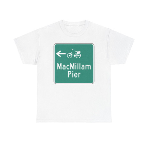 Provincetown MA DPW Directional bike sign - MacMillan Pier Left (Massachusetts) (Road Sign) T-Shirt
