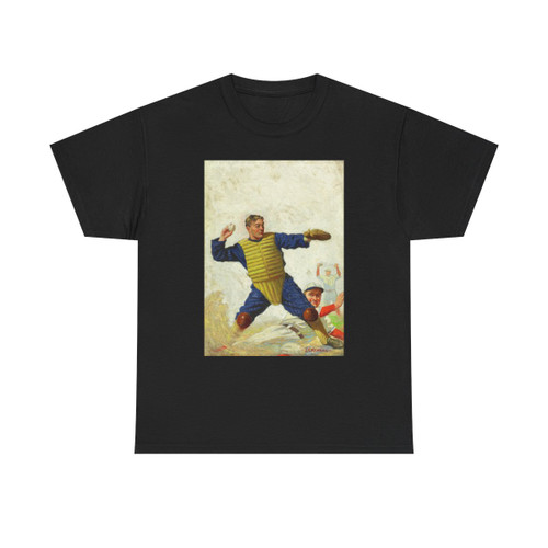 Catcher Throwing, Baseball Magazine cover - T-Shirt