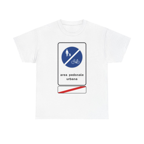Segnale stradale italiano 1989 - fine area pedonale urbana con accesso consentito ai velocipedi (Italy) (Road Sign) T-Shirt