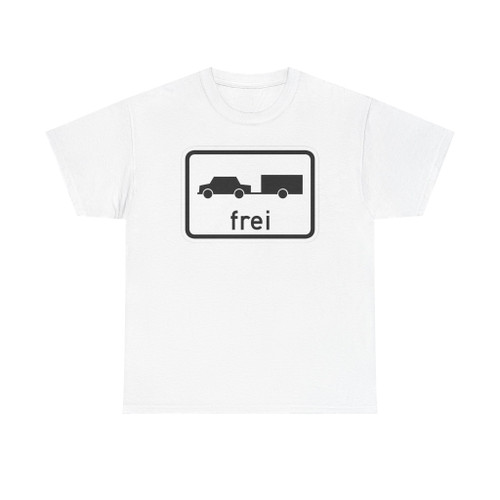 Zusatzschild 723b - Personenkraftwagen mit Anhänger Sinnbild frei 500350 StVO 1970 (Germany) (Road Sign) T-Shirt