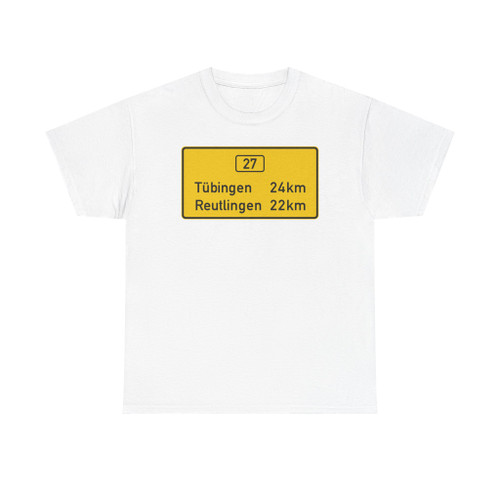 Zeichen 453-50 - Entfernungstafel auf autobahnähnlich ausgebauten zweibahnigen Straßen StVO 2013 (Germany) (Road Sign) T-Shirt