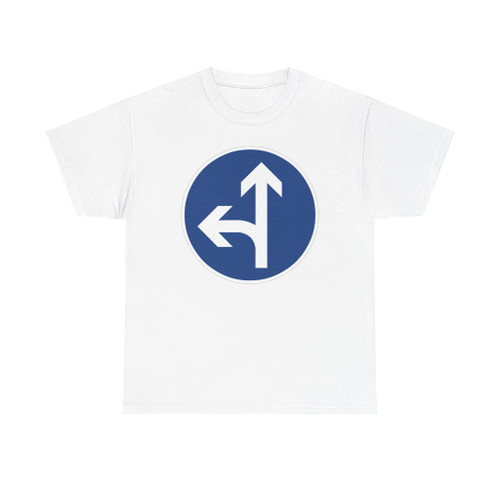 Zeichen 214-10 - Vorgeschriebene Fahrtrichtung geradeaus und links StVO 1992 (Germany) (Road Sign) T-Shirt