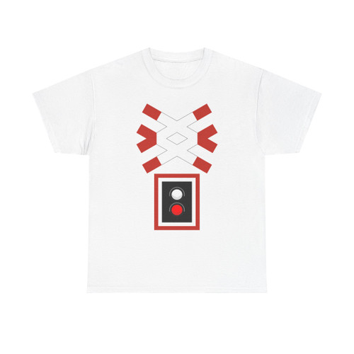 Warnkreuz mit Warnlicht für unbeschrankten mehrgleisigen Bahnübergang Reichsbahn-Verordnung 1935 (Germany) (Road Sign) T-Shirt