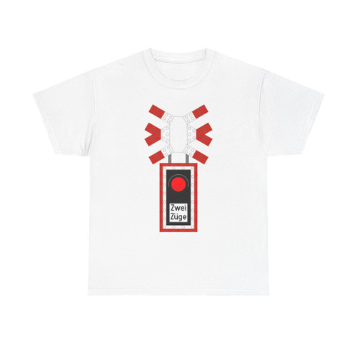 Warnkreuz mit rotem Warnlicht für unbeschrankten mehrgleisigen Bahnübergang (Germany) (Road Sign) T-Shirt