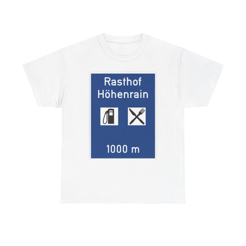 Vorankündigung einer Autobahnraststätte frühe Version nach den Vorgaben der StVO 1970 (Germany) (Road Sign) T-Shirt