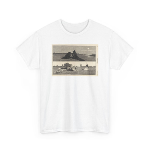 Winslow Homer, born Boston, MA - Flirting on the Sea-Shore and on the Meadow, from Harper's Weekly, September - 1874 - T-Shirt
