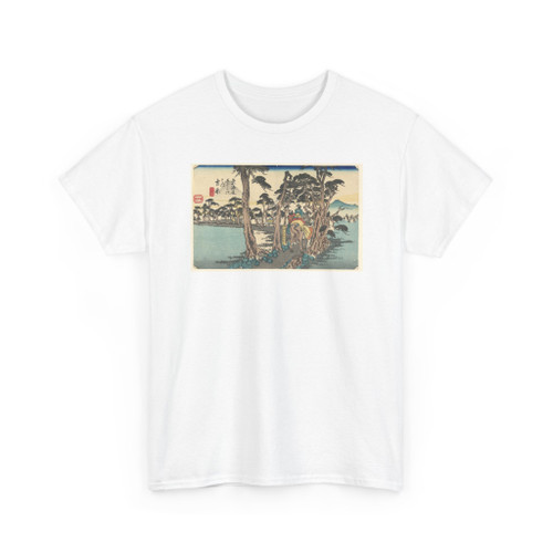 Ando Hiroshige, Japanese, 1797–1858 - Yoshiwara. Hidari Fuji (Yoshiwara with Mount Fuji), from Tokaido Gojusan - 1834 v2 - T-Shirt