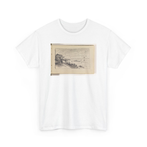 William Trost Richards, American, - Beach Study of Trees in Wind and Birds - 1870–85 - T-Shirt