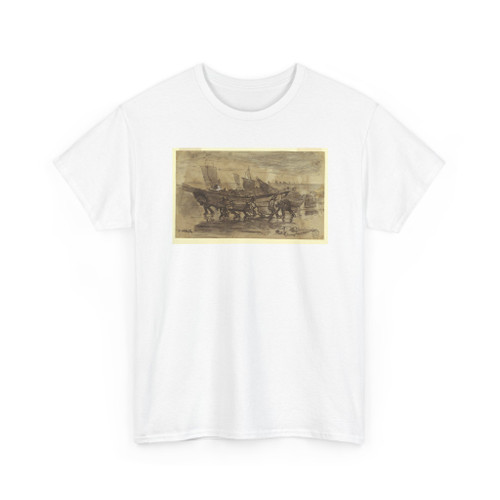 Winslow Homer, American, 1836–1910 - Fishermen Beaching a Dory, Cullercoats, England - 1881 v2 - T-Shirt