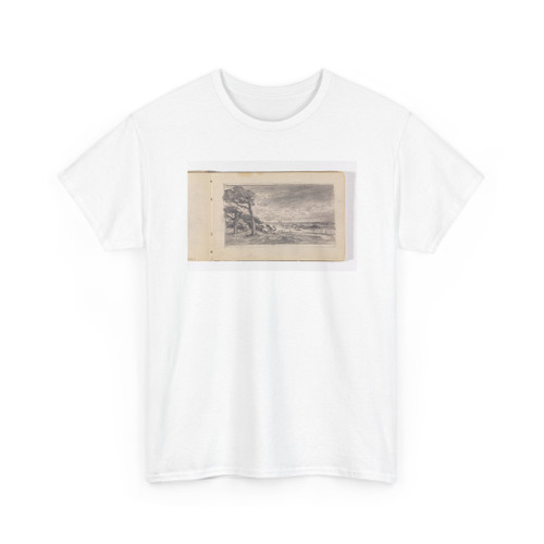 William Trost Richards, American, - Shoreline with Trees in Wind and Distant Boats - 1885–1902 - T-Shirt