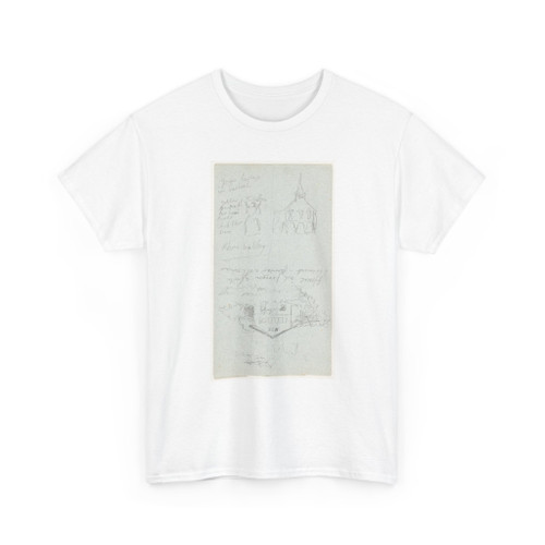 Frederic Edwin Church, American, - Architecture Sketches and Woman Carrying Basket, Switzerland - August 1868 v1 - T-Shirt