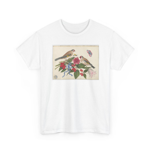 unknown - Pair of Brown Birds with Blossoms, Berries, and a Butterfly - ca. 1800–1830 - T-Shirt