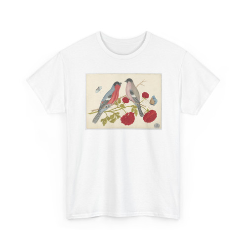 unknown - Pair of Birds on Branch with Roses and Butterflies - ca. 1800–1830 - T-Shirt