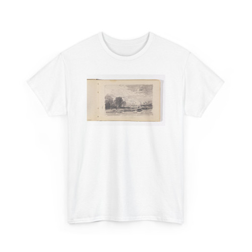 William Trost Richards, American, - Landscape with Dark Trees, Village, Mountains and Clouds - 1885–1902 - T-Shirt