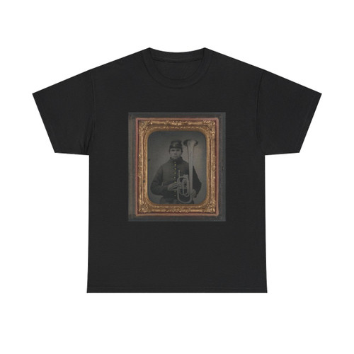 Unidentified Soldier in Union Uniform Holding an Over the Shoulder Saxhorn (U.S. Civil War) T-Shirt