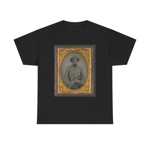 Unidentified Soldier in Confederate Uniform With Sword and Two Guns (U.S. Civil War) T-Shirt