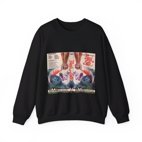BLOOD BATH VIDEO MOVIES FROM HOKUSHIN (VHS COVER) Crewneck Sweatshirt