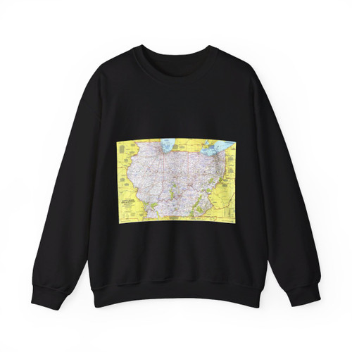 USA - Illinois, Indiana, Ohio, Kentucky 1 (1977) (Map) Crewneck Sweatshirt