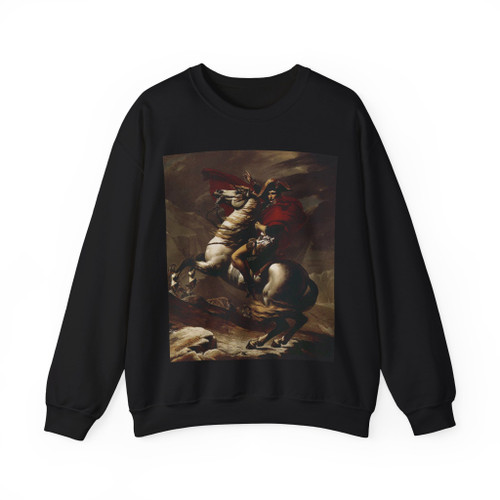 DAVID,Jacques-Louis - Bonaparte, Calm on a Fiery Steed, Crossing the Alps (Artwork) Crewneck Sweatshirt