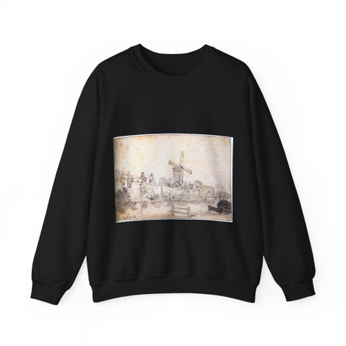 EECKHOUT, Gerbrand van den - The City Walls of Delft with the Mill Called The Rose (Artwork) Crewneck Sweatshirt