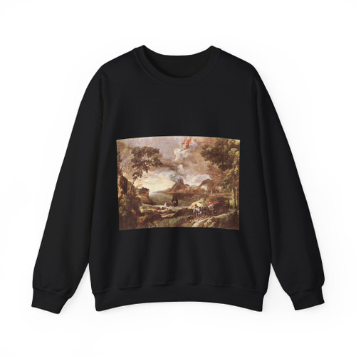 DUGHET, Gaspard - Landscape with St Augustine and the Mystery (Artwork) Crewneck Sweatshirt