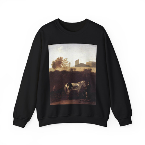 DUJARDIN, Karel - Italian Landscape with Herdsman and a Piebald Horse (Artwork) Crewneck Sweatshirt