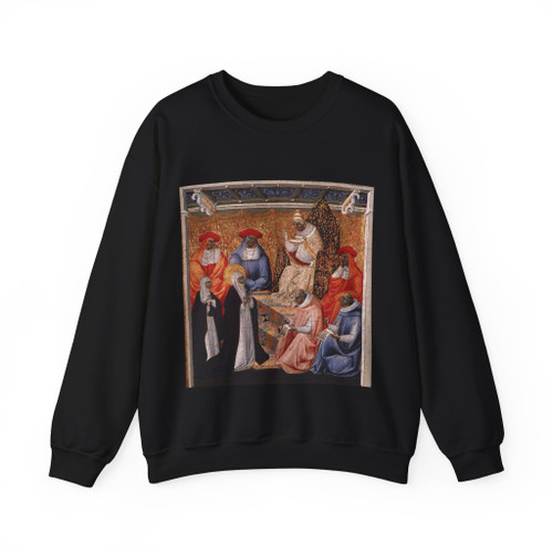 GIOVANNI di Paolo - St Catherine before the Pope at Avignon (Artwork) Crewneck Sweatshirt