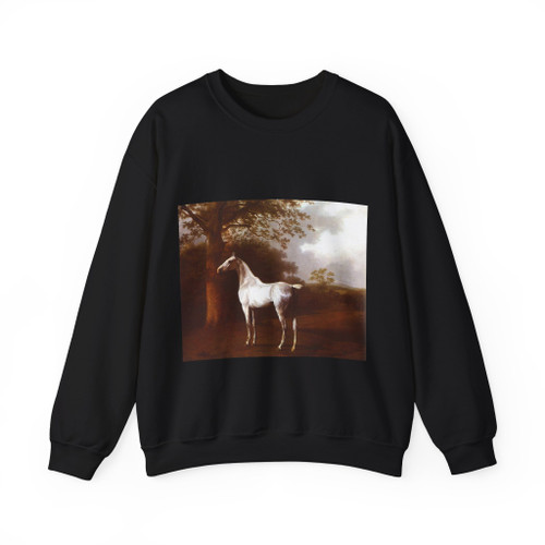 AGASSE, Jacques-Laurent - White Horse in Pasture (Artwork) Crewneck Sweatshirt