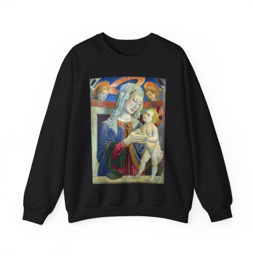 GIOVANNI da Rimini - The Virgin and Child with Two Angels (Artwork) Crewneck Sweatshirt