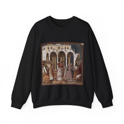 GIOTTO di Bondone - 11. Expulsion of the Money-changers from the Temple (Artwork) Crewneck Sweatshirt