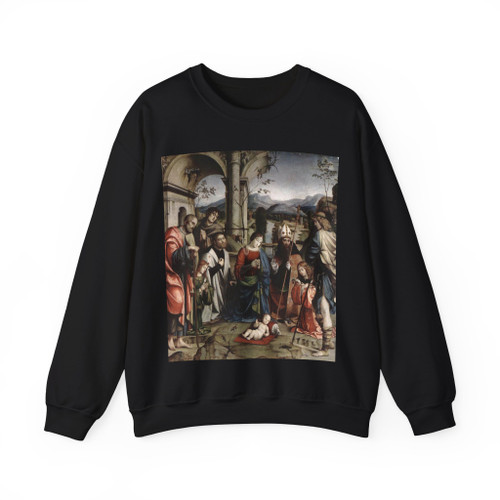 FRANCIA, Francesco - Adoration of the Child (Artwork) Crewneck Sweatshirt
