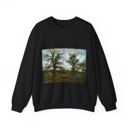 FRIEDRICH, Caspar David - Landscape with Oak Trees and a Hunter (Artwork) Crewneck Sweatshirt