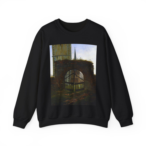 FRIEDRICH, Caspar David - The Cemetery Gate (The Churchyard) (Artwork) Crewneck Sweatshirt