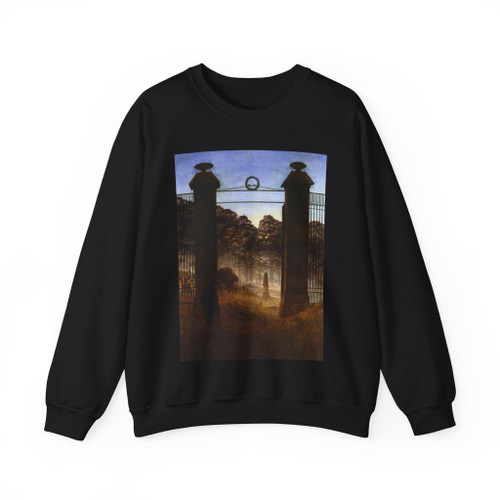 FRIEDRICH, Caspar David - The Cemetery Entrance (Artwork) Crewneck Sweatshirt