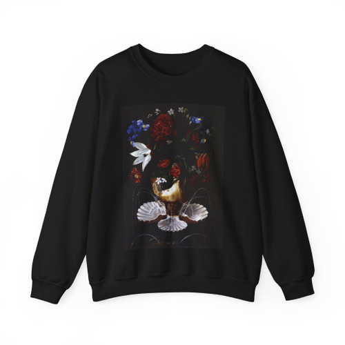 ESPINOSA, Juan de - Still-Life with Shell Fountain and Flowers (Artwork) Crewneck Sweatshirt