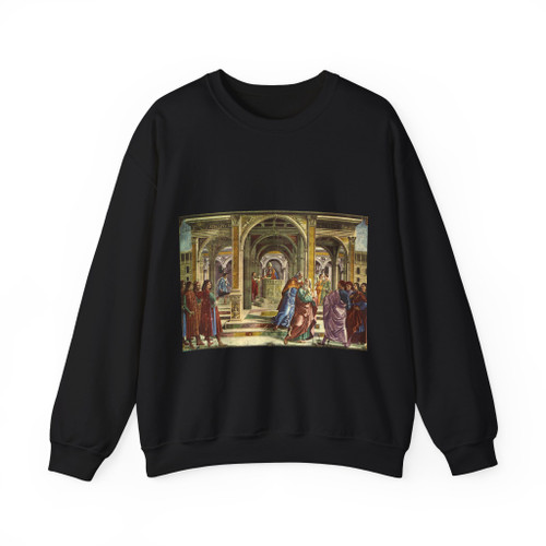 GHIRLANDAIO, Domenico - Expulsion of Joachim from the Temple (Artwork) Crewneck Sweatshirt