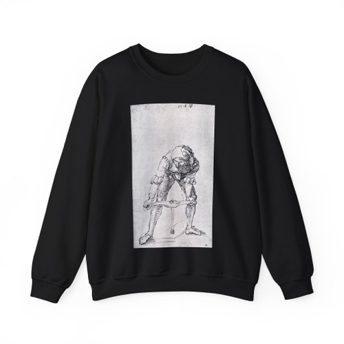 DURER, Albrecht - Young Man Leaning Forward and Working With a Large Drill (Artwork) Crewneck Sweatshirt