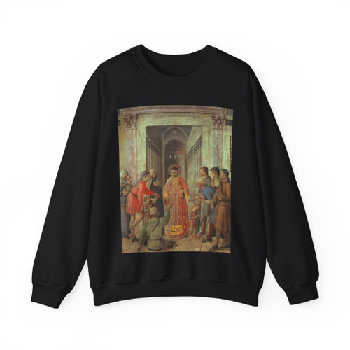 Fra Angelico St Lawrence giving alms, 1450s, Chapel of Nicho (Artwork) Crewneck Sweatshirt